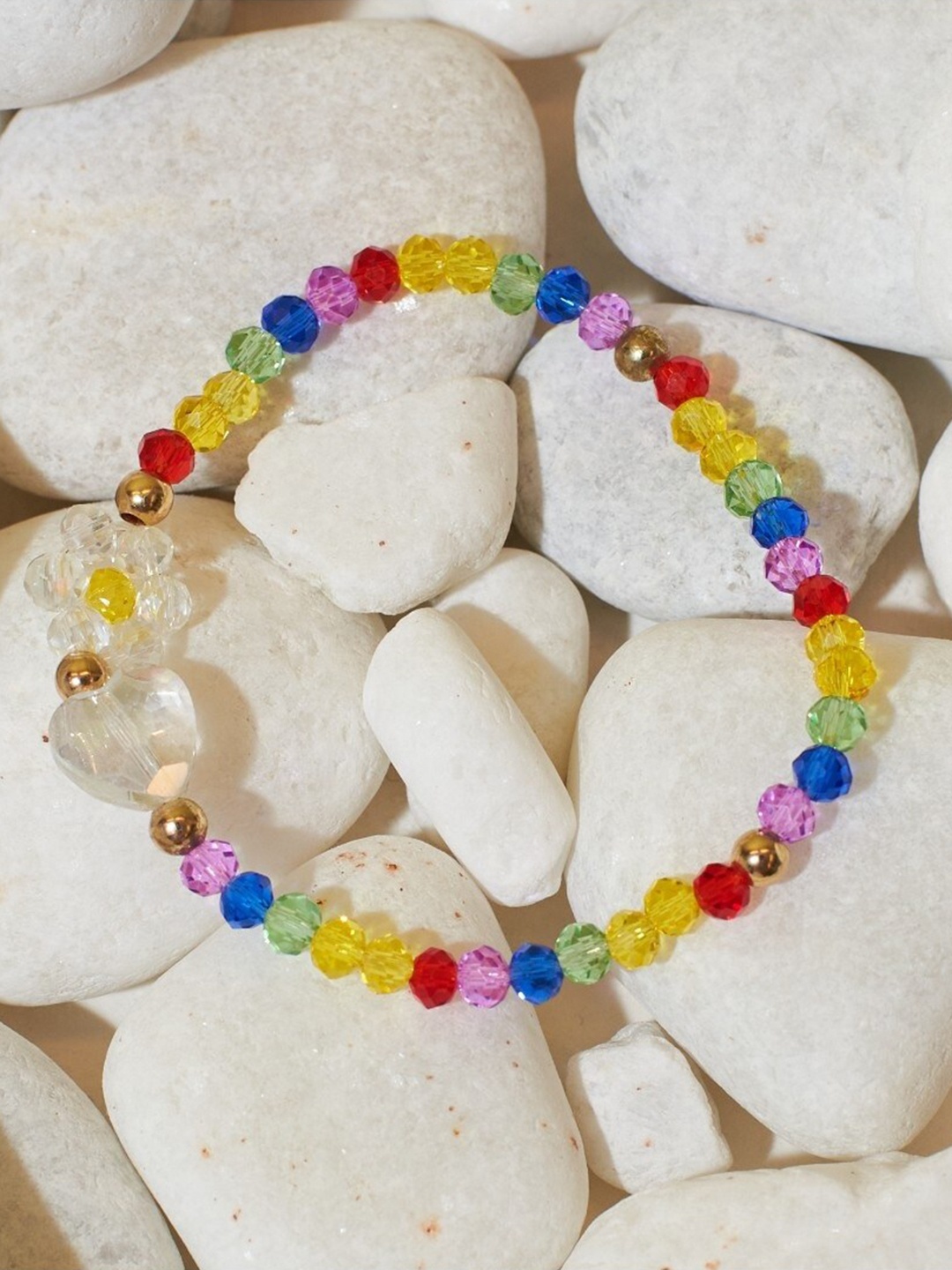 

DressBerry Gold-Toned & Yellow Artificial Beads Elasticated Bracelet