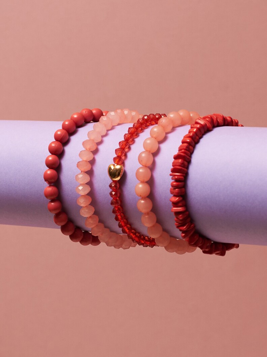 

DressBerry Red Set Of 5 Beaded Elasticated Bracelets