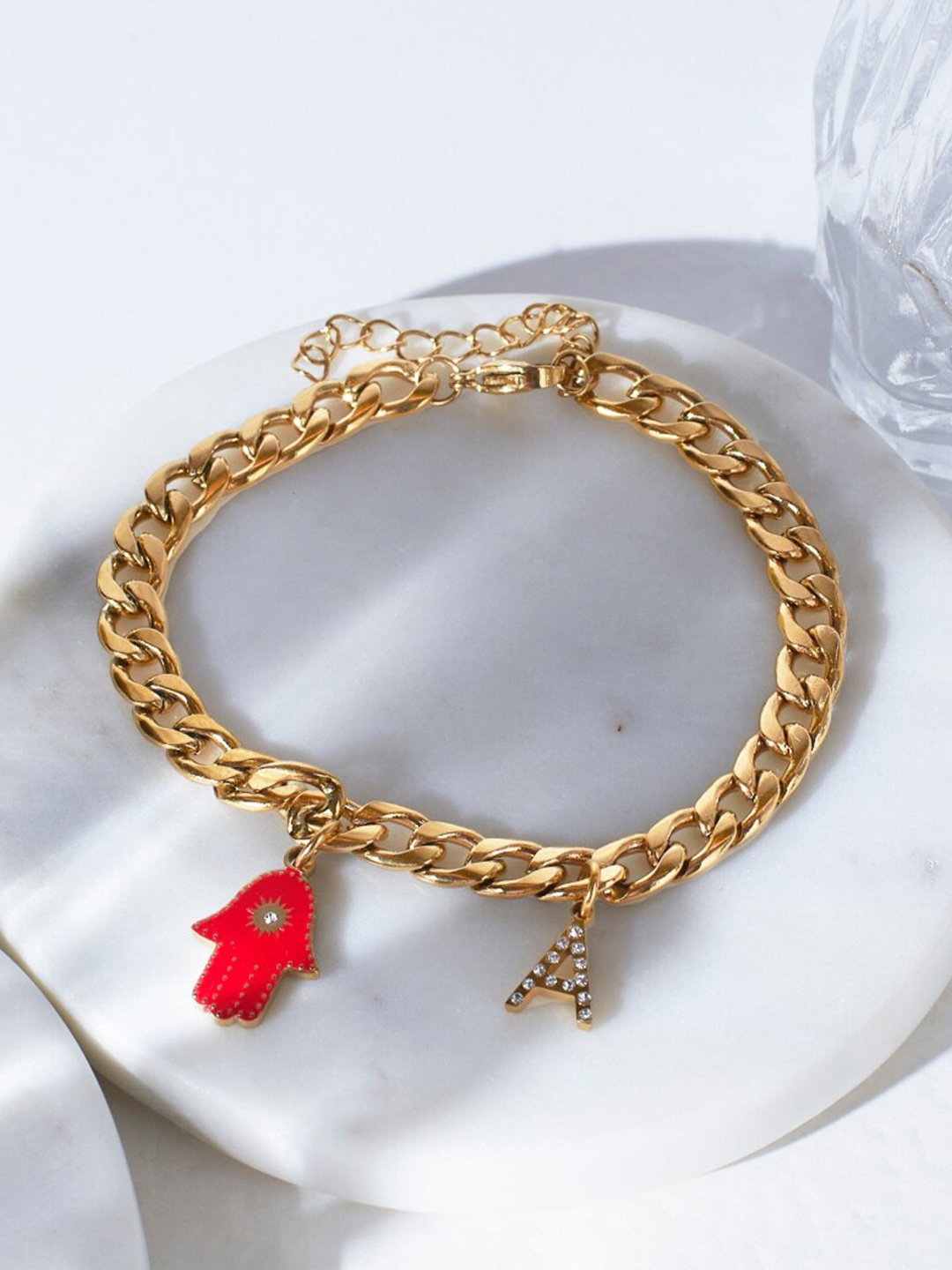 

DressBerry Gold-Toned 18K Gold-Plated Stainless Steel Link Bracelet