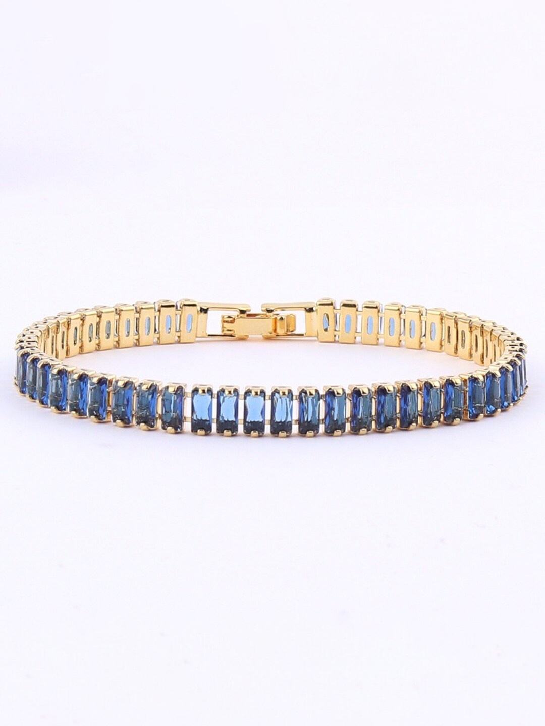 

DressBerry Blue Stone Studded Elasticated Bracelet, Gold