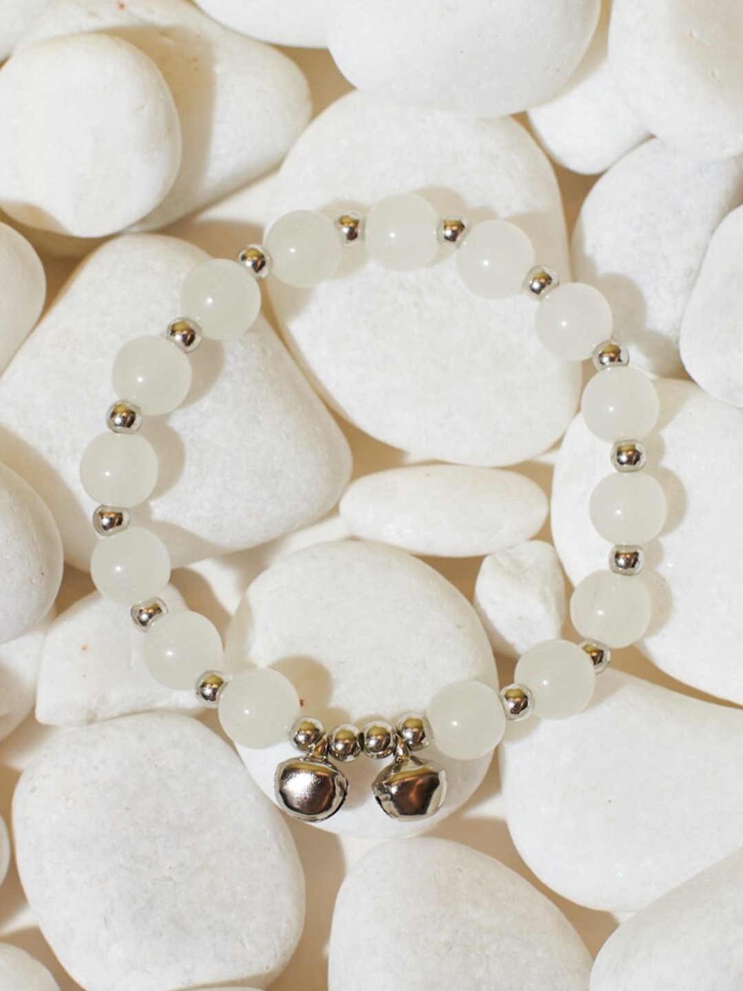 

DressBerry White Beaded Elasticated Bracelet