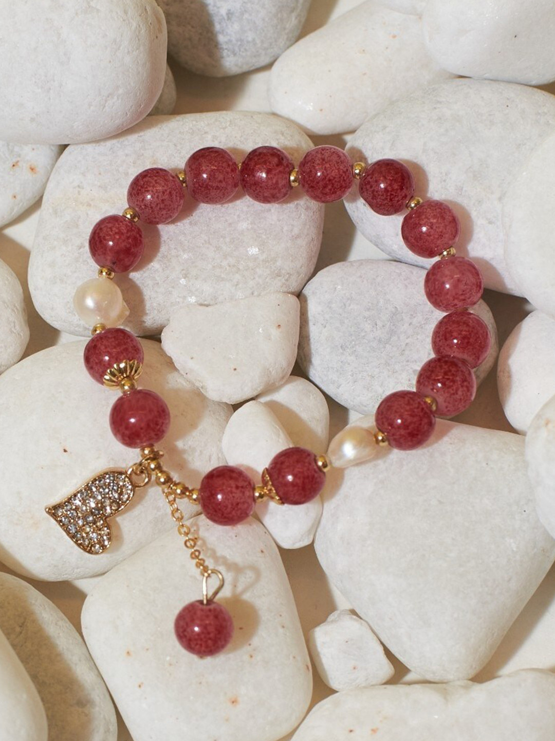 

DressBerry Red Beaded Women Alloy Elasticated Bracelet