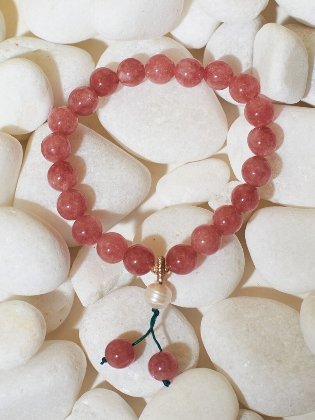 

DressBerry Pink Artificial Beads Elasticated Bracelet, Red
