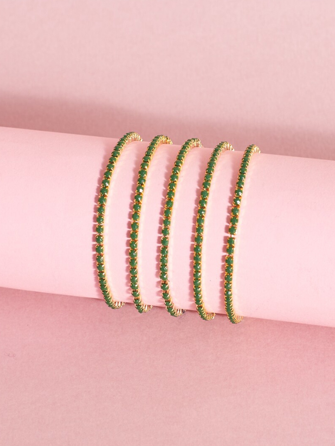 

DressBerry Set Of 5 Artificial Beads Bracelet, Green