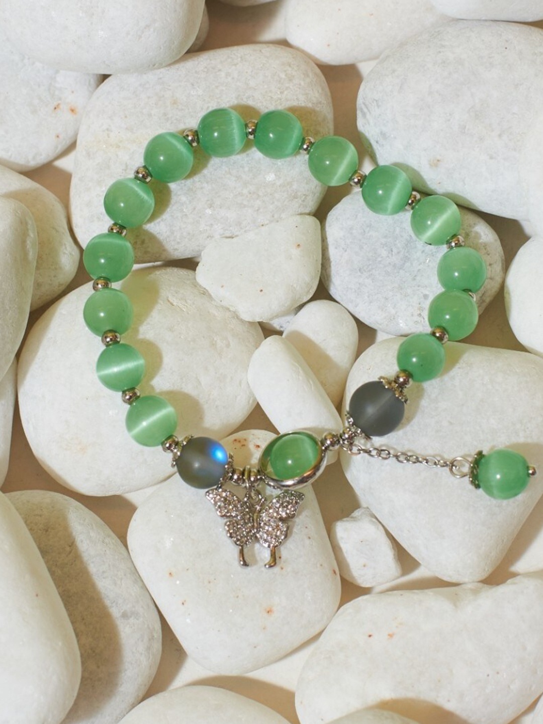 

DressBerry Green Beaded Women Alloy Elasticated Bracelet