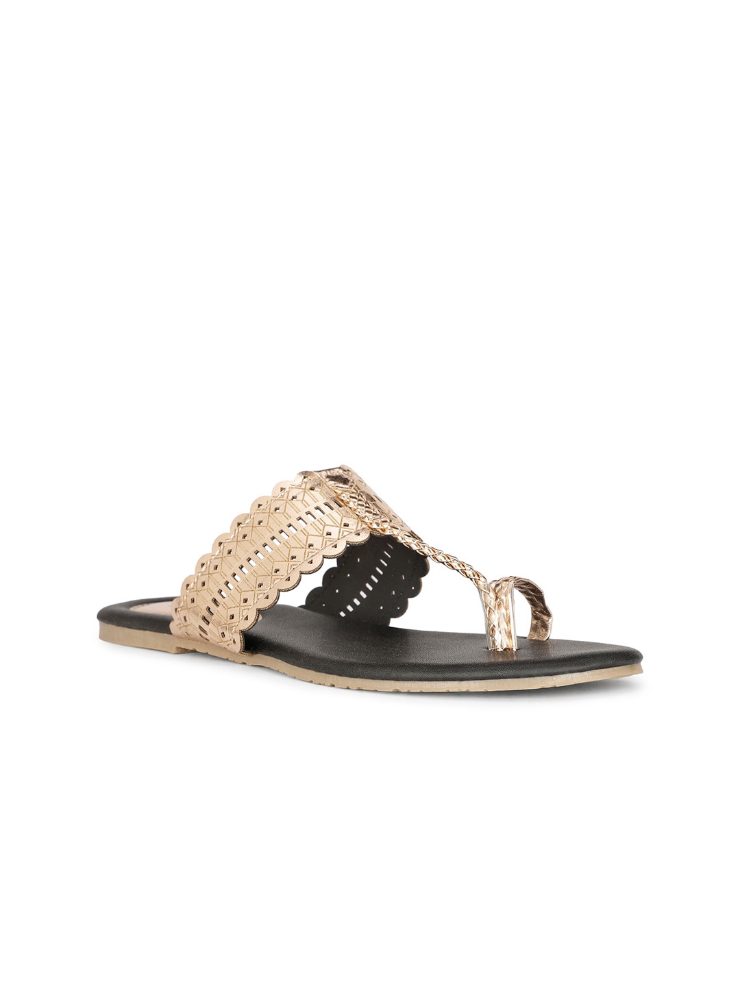 

Bata Laser Cut One Toe Flats, Gold