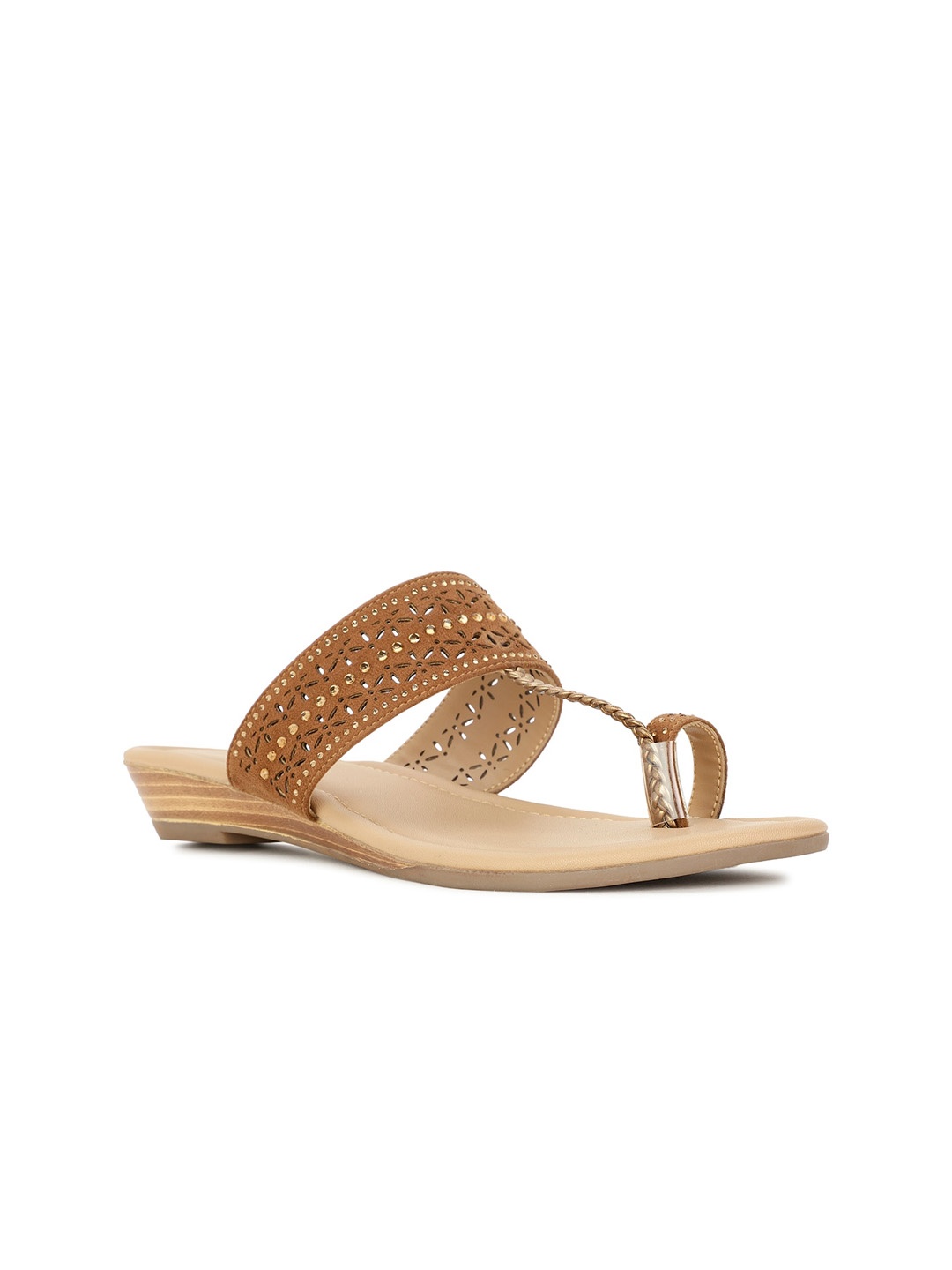 

Bata Embellished One Toe Flats, Brown
