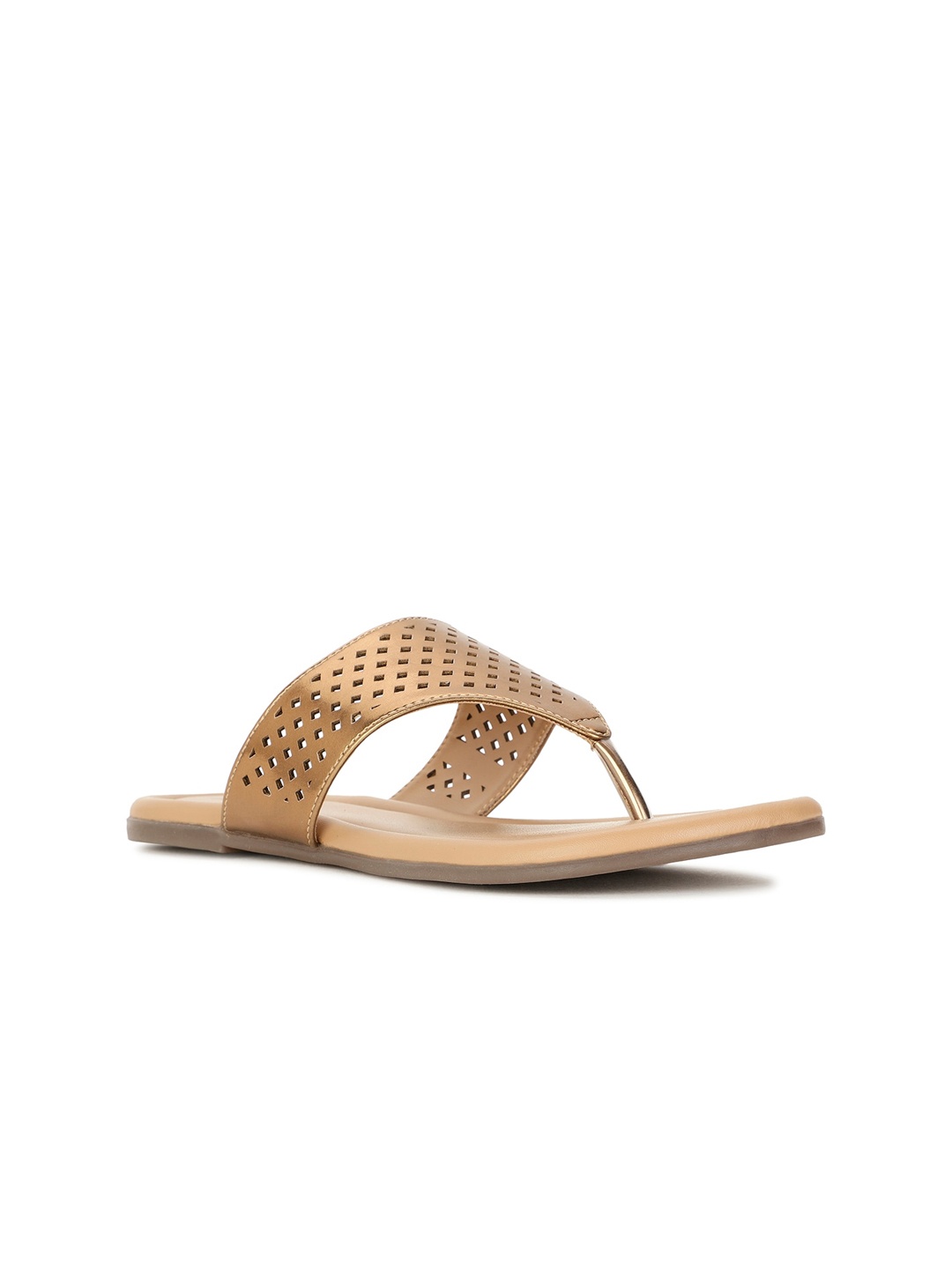 

Bata Laser Cuts Open Toe Flats, Copper