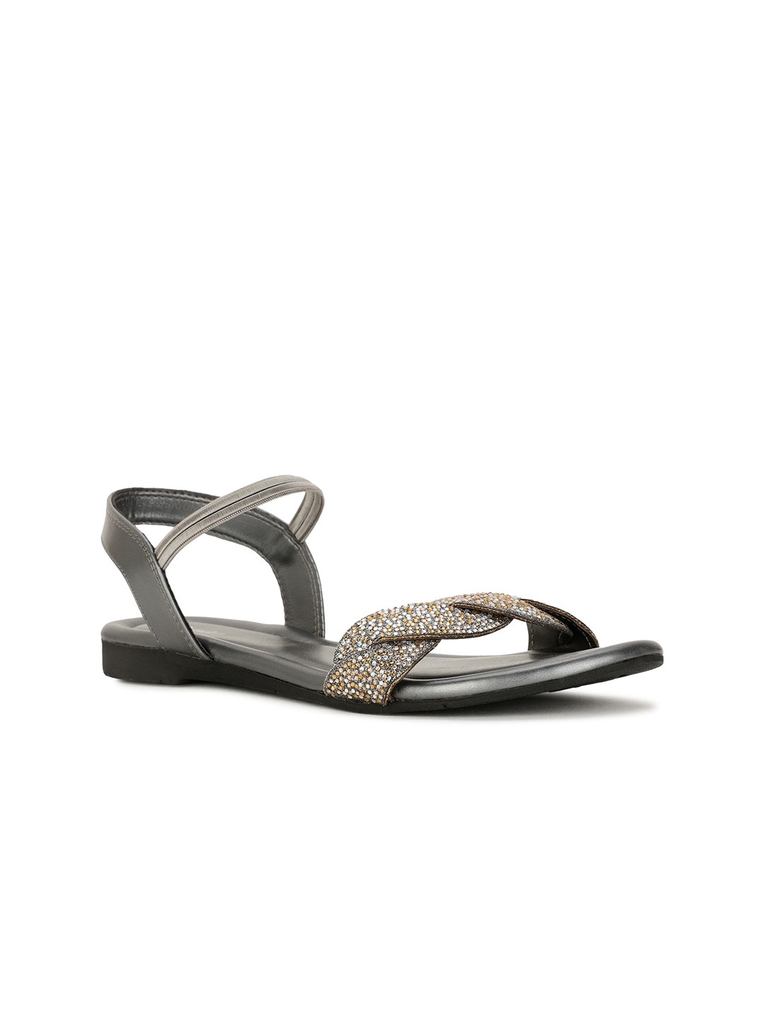 

Bata Embellished Open Toe Flats, Grey