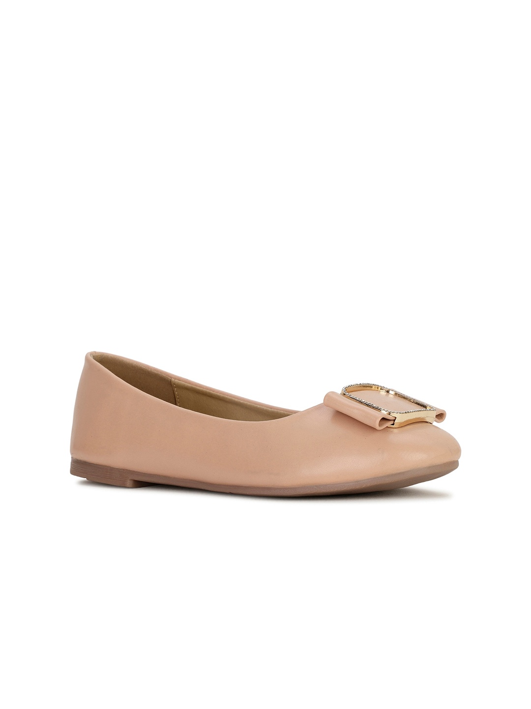 

Bata Round Toe Ballerinas with Bows Flats, Nude