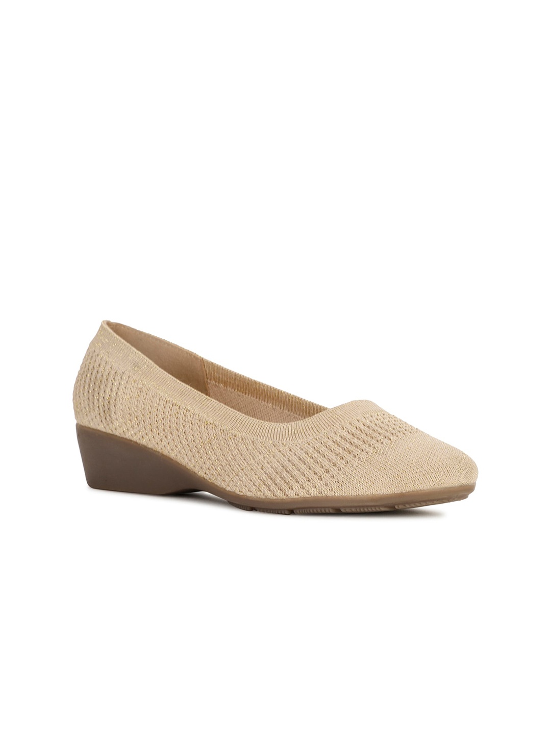 

Bata Woven Design Wedge Pumps, Beige