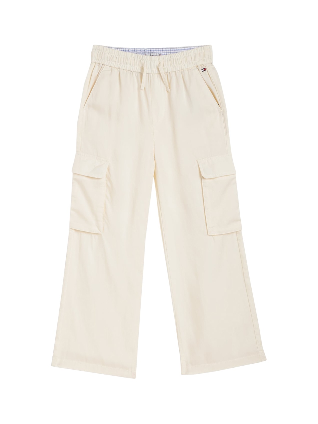 

Tommy Hilfiger Girls Flared Mid-Rise Cargos Trousers, Beige