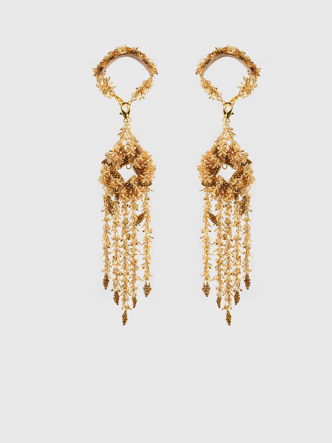 

D'oro Set Of 2 Gold Plated Beaded Bridal Surmayi Kaleeras