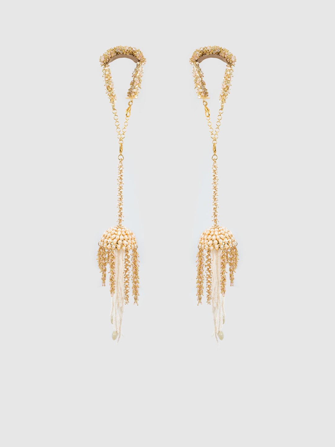

D'oro Set Of 2 Beaded Bridal Layered Kaleeras, Gold