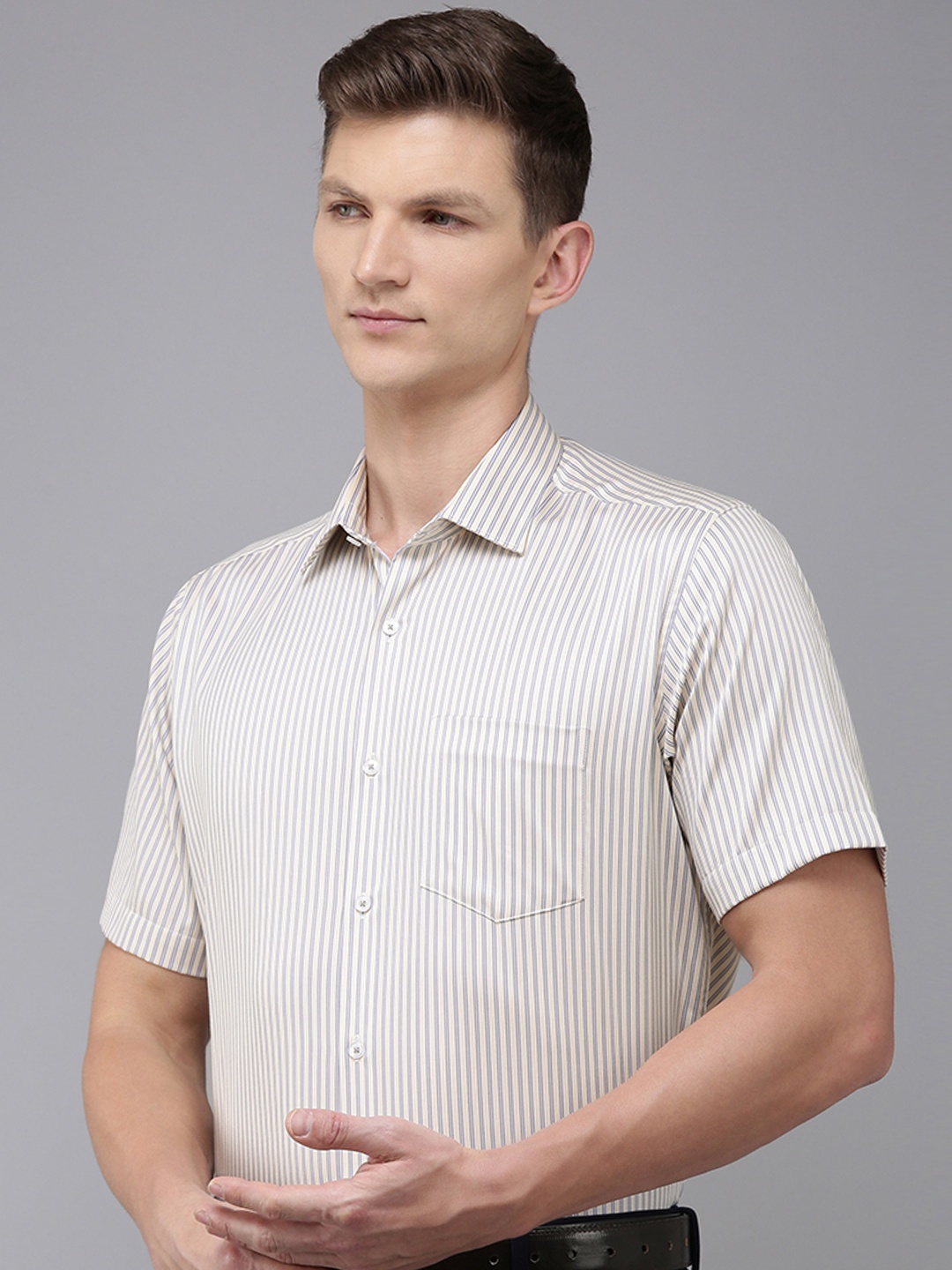 

Van Heusen Pure Cotton Custom Striped Formal Shirt, Cream