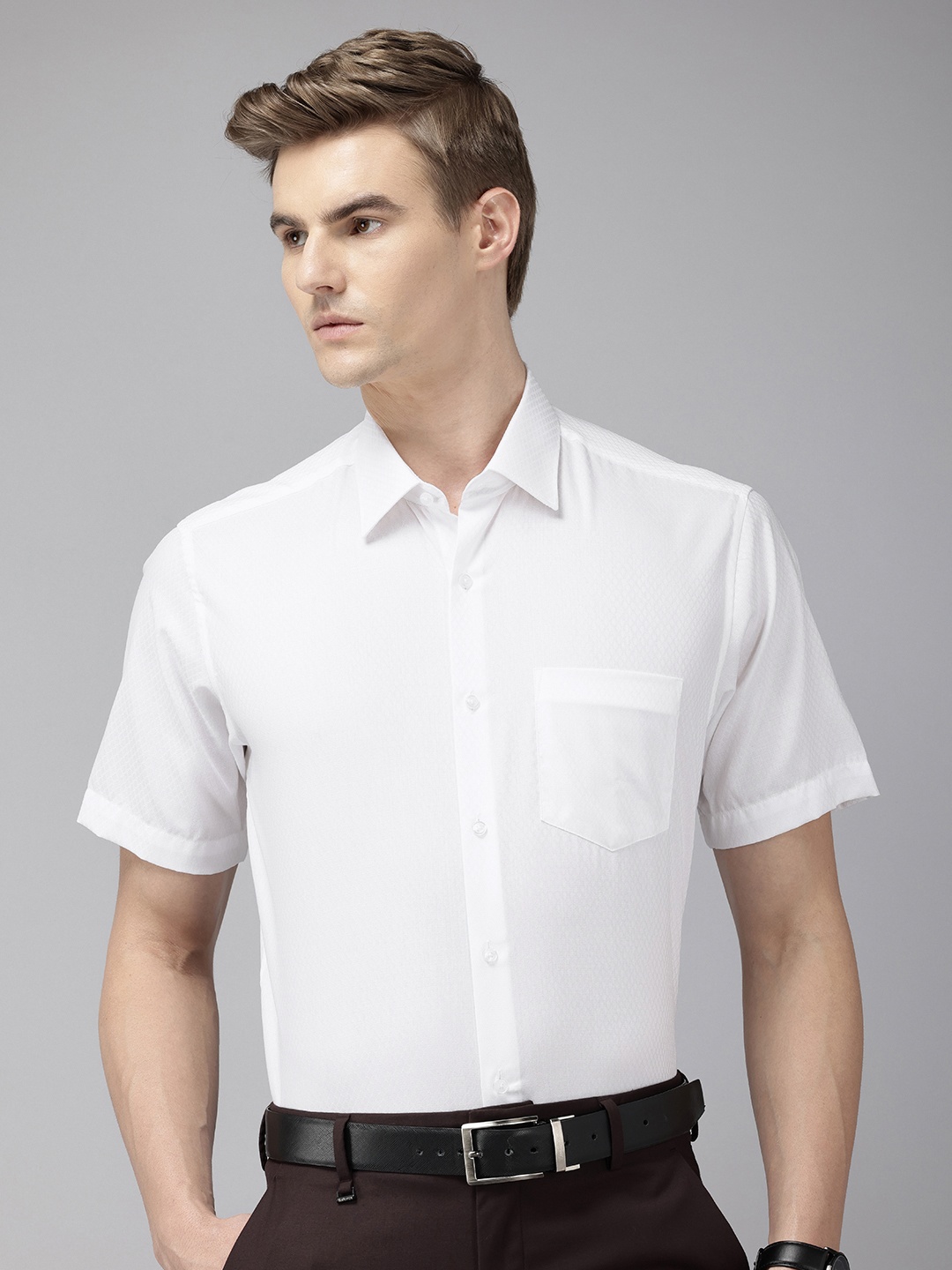 

Van Heusen Pure Cotton Custom Fit Textured Opaque Formal Shirt, White
