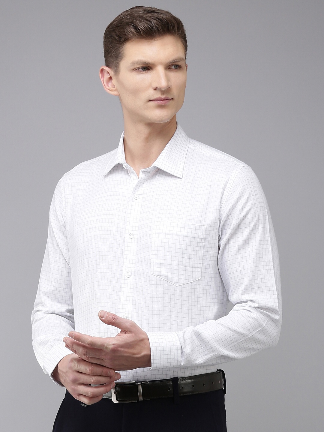 

Van Heusen Slim Fit Checked Pure Cotton Formal Shirt, White