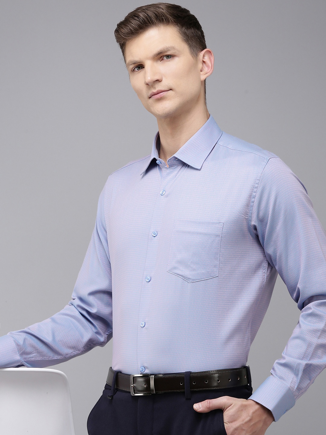 

Van Heusen Pure Cotton Custom Fit Opaque Formal Shirt, Blue