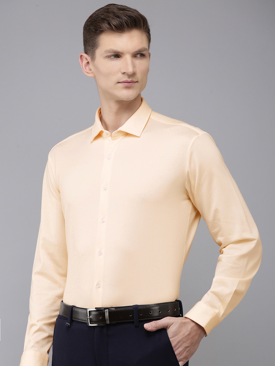 

Van Heusen Self Design Slim Fit Formal Shirt, Cream