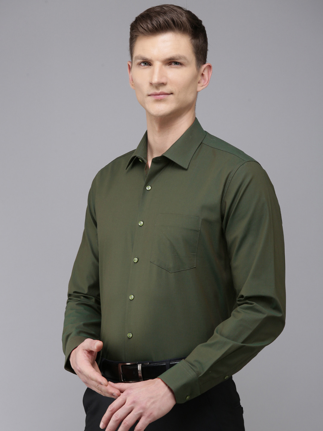 

Van Heusen Pure Cotton Slim Fit Formal Shirt, Olive