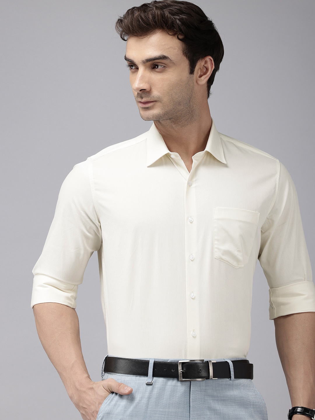 

Van Heusen Pure Cotton Slim Fit Opaque Formal Shirt, Cream