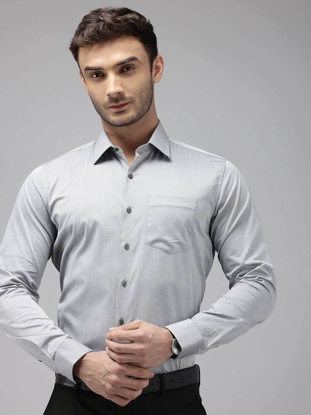 

Van Heusen Pure Cotton Slim Fit Opaque Formal Shirt, Grey