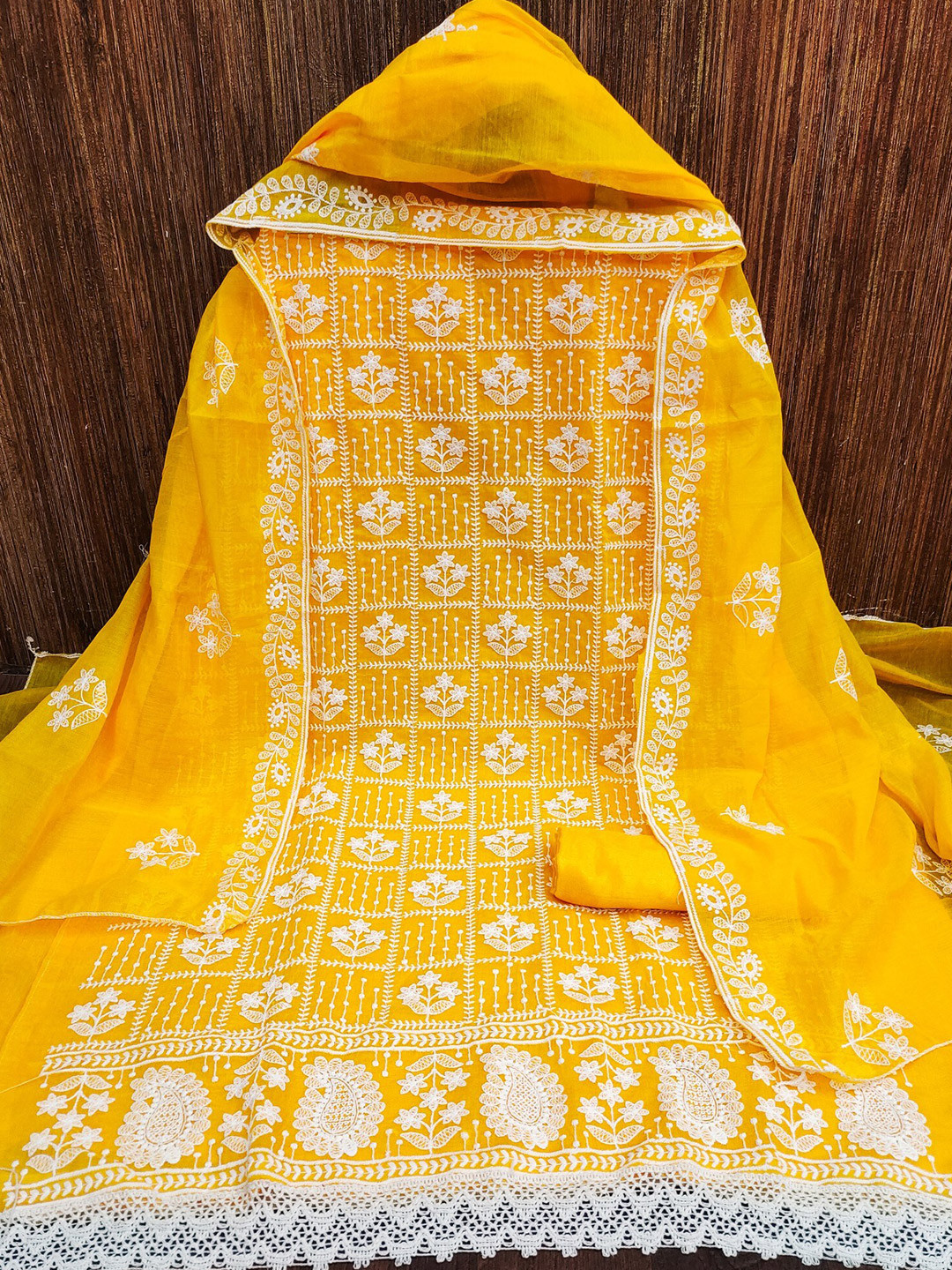 

LeeliPeeri Designer Embroidered Unstitched Dress Material, Yellow