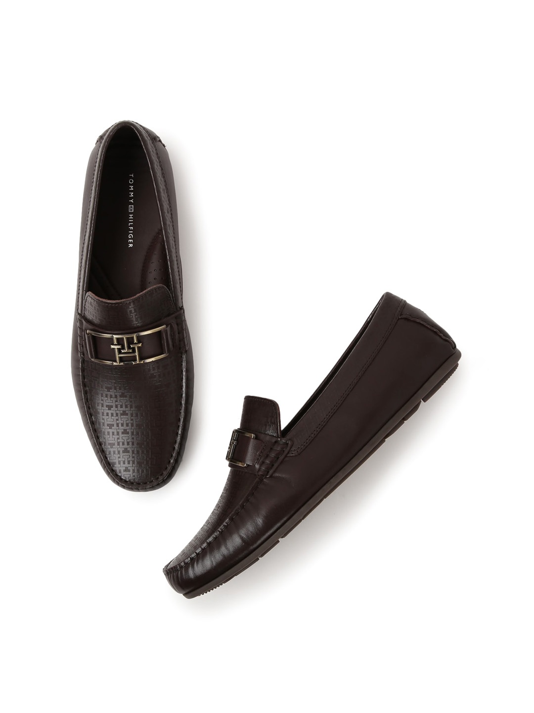 

Tommy Hilfiger Men Textured Leather Slip-On Loafer, Brown