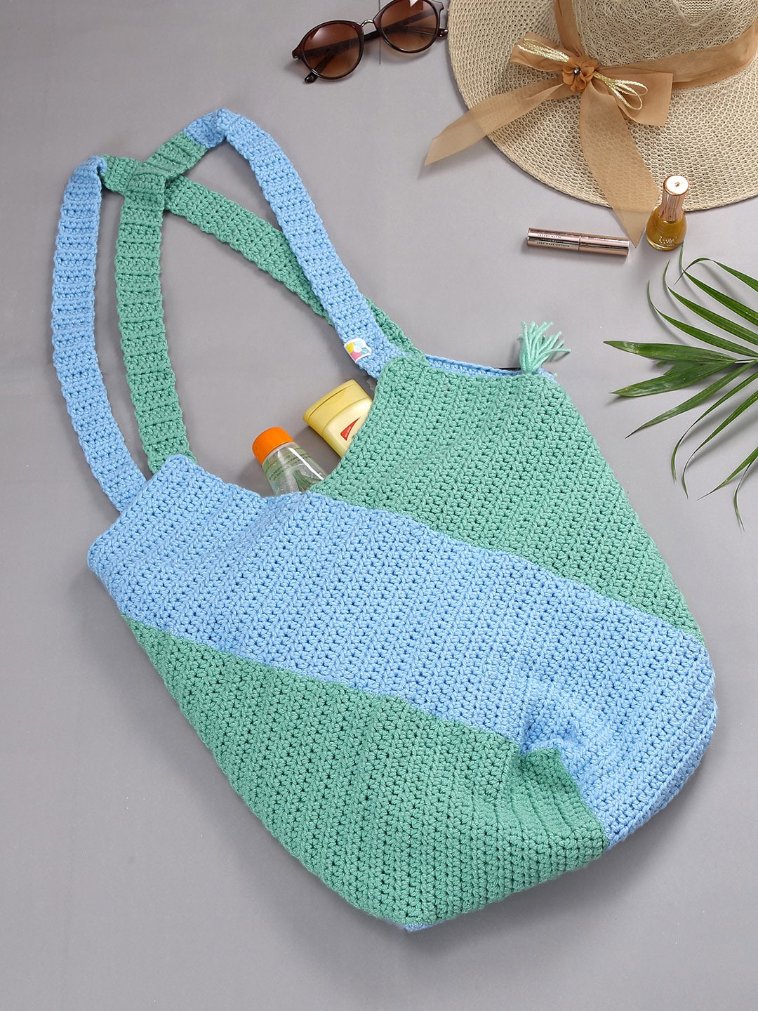 

Magic Needles Colourblocked Shopper Tote Bag, Green