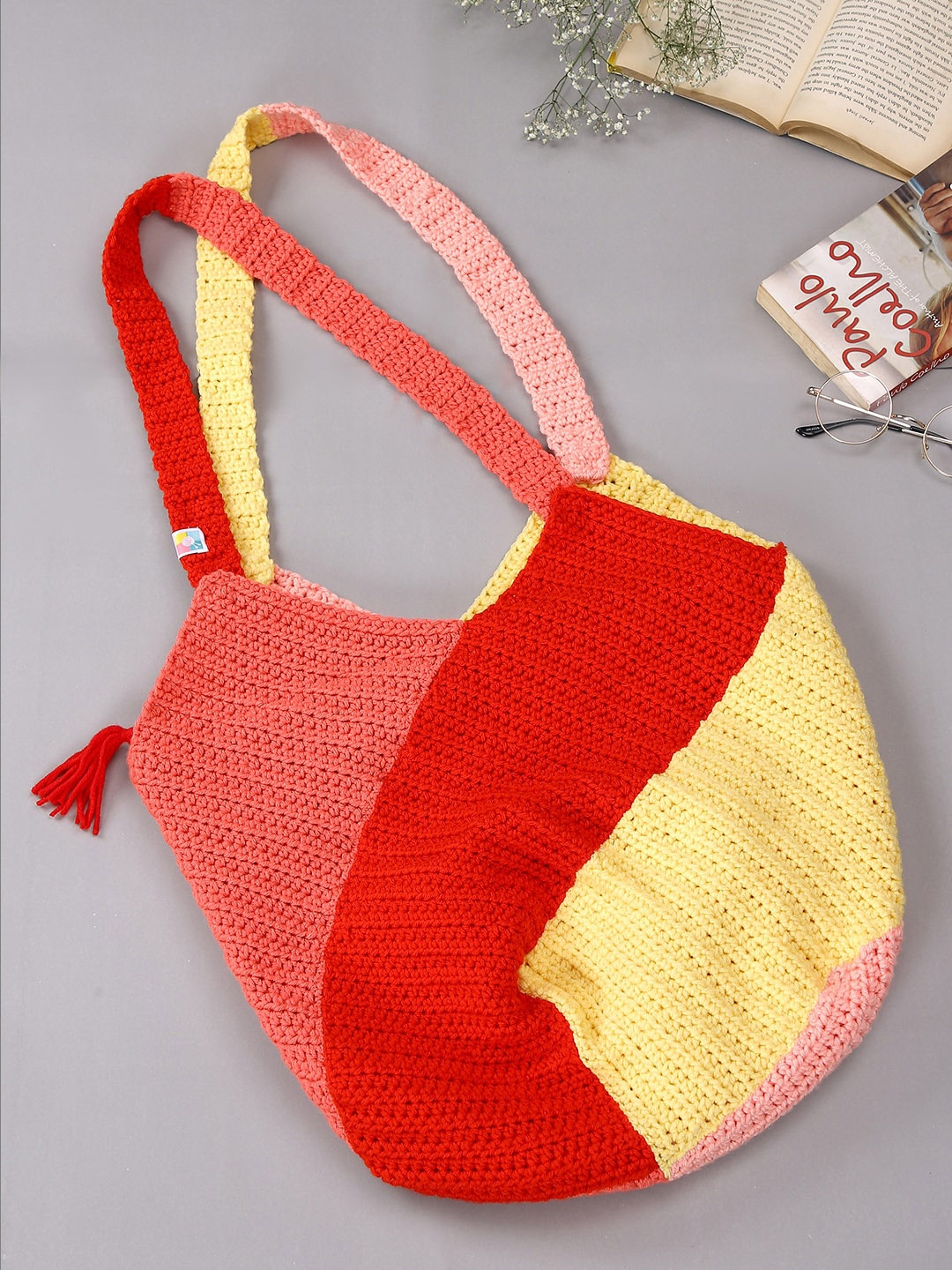 

Magic Needles Colourblocked Bucket Shoulder Bag, Red