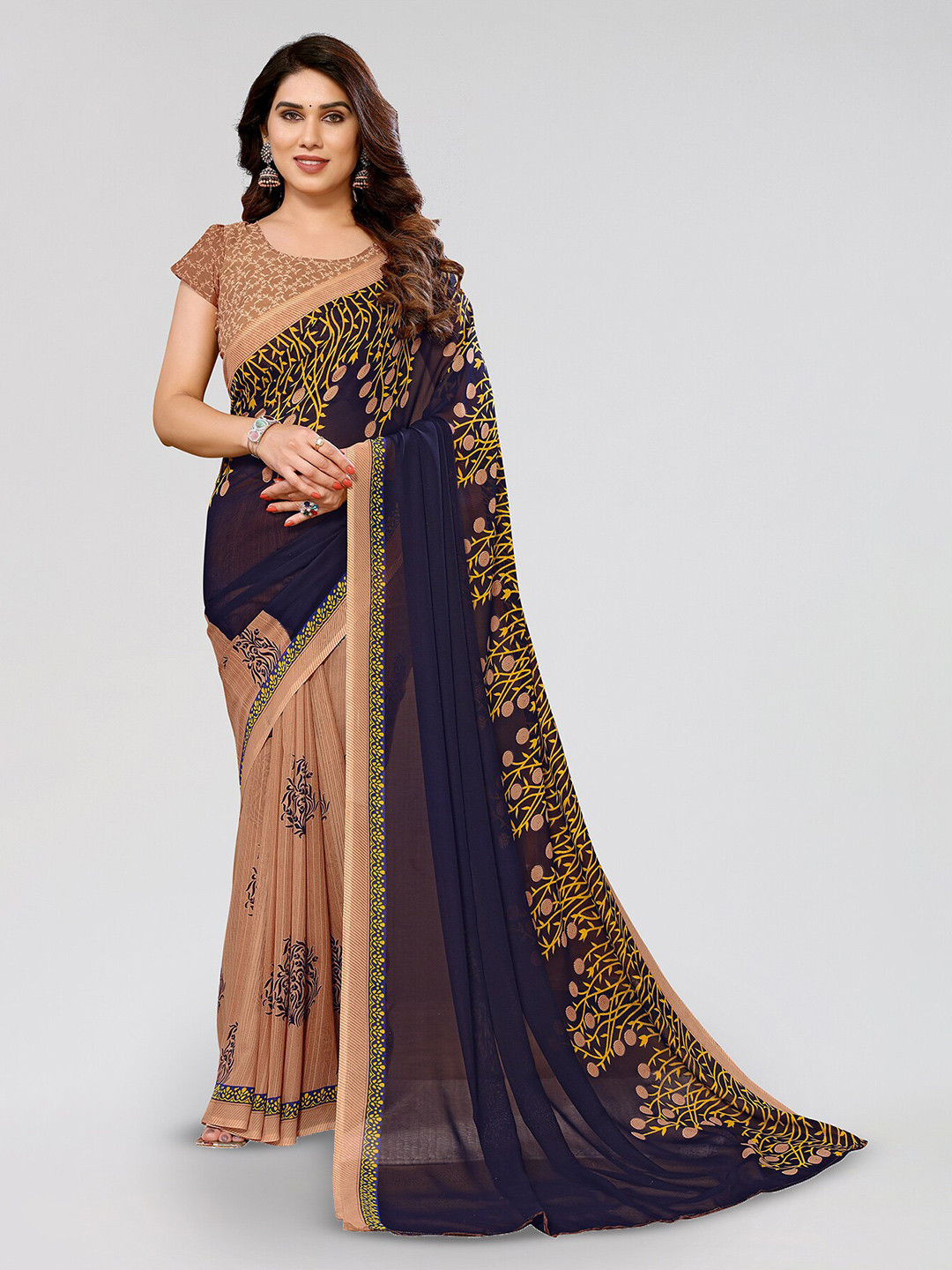 

ANAND SAREES Selection of 2 Floral Printed Saree, Blue