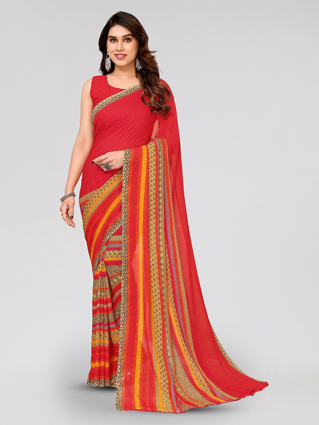 

ANAND SAREES Selection of 2 Floral Printed Saree, Black