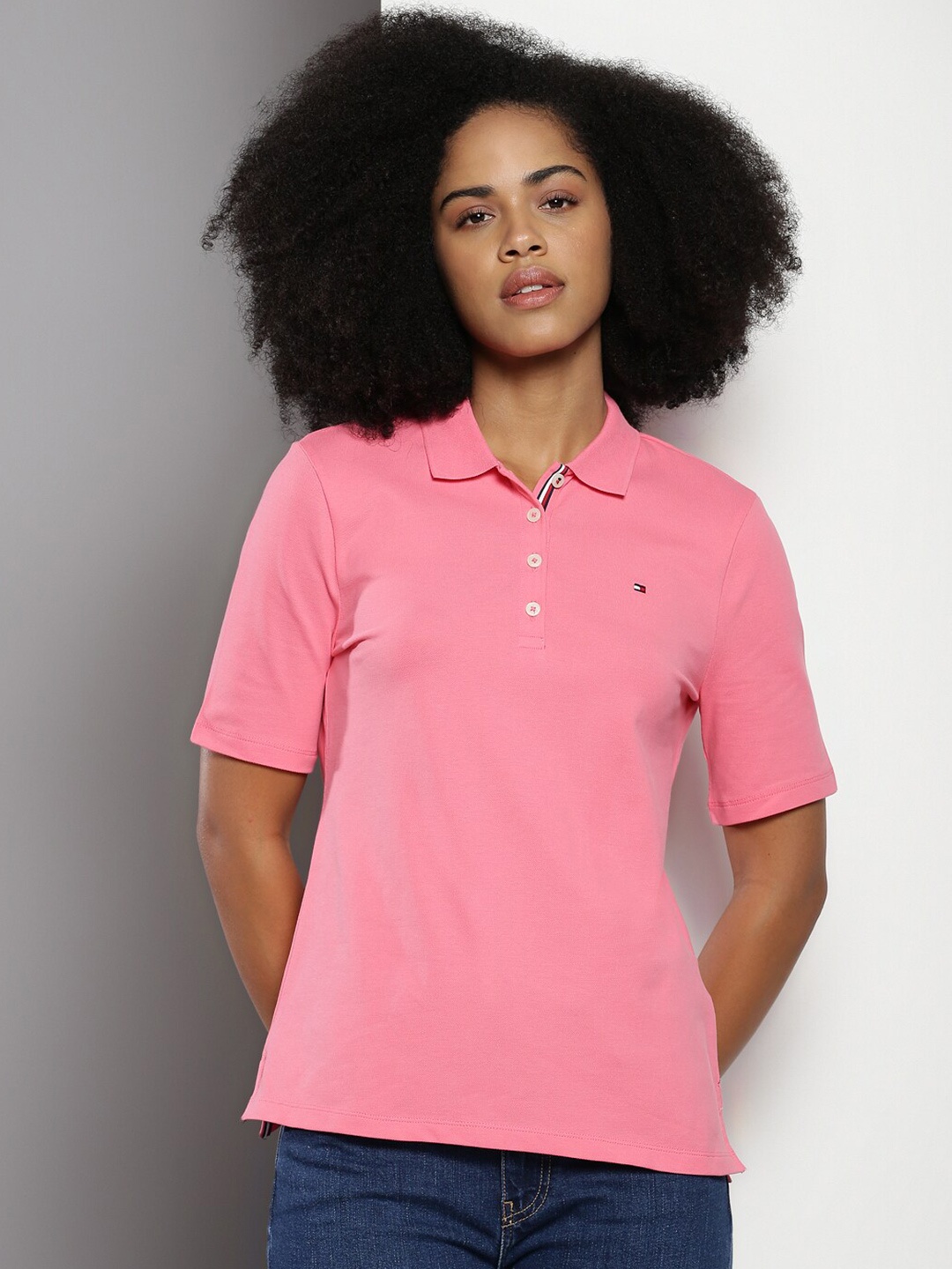 

Tommy Hilfiger Polo Collar Short Sleeves Regular Fit T-shirt, Pink