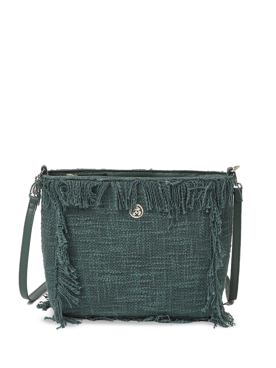 

Label Ritu Kumar Textured Structured Sling Bag, Green