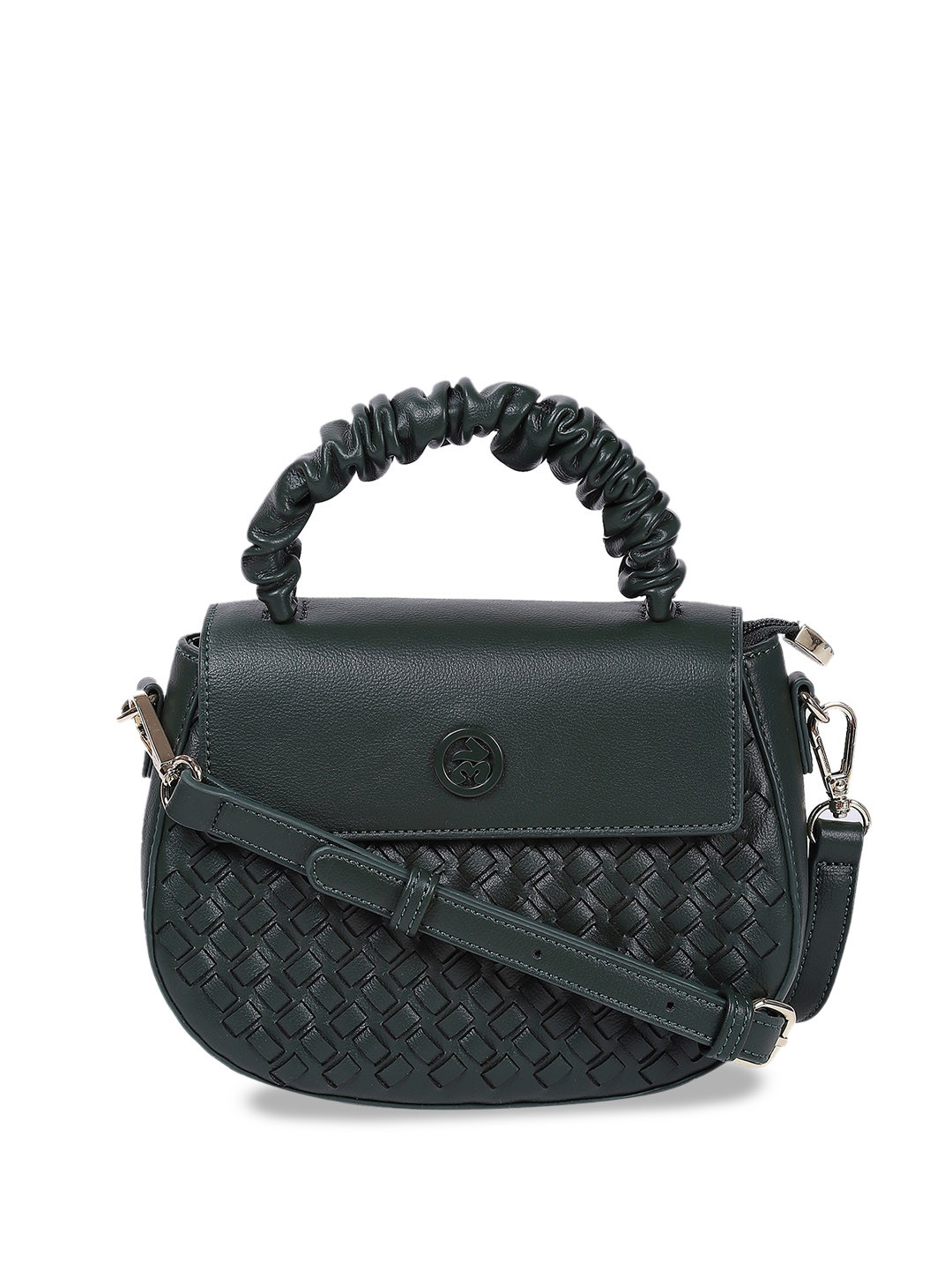 

Label Ritu Kumar Textured Structured Sling Bag, Green