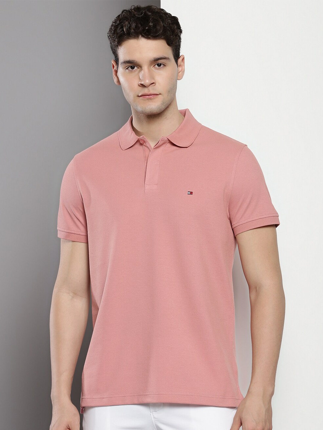 

Tommy Hilfiger Polo Collar Cotton T-shirt, Pink