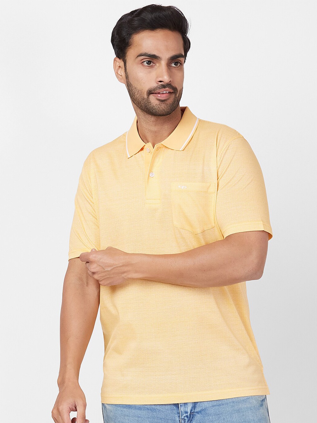 

ColorPlus Geometric Printed Polo Collar Cotton T-shirt, Yellow