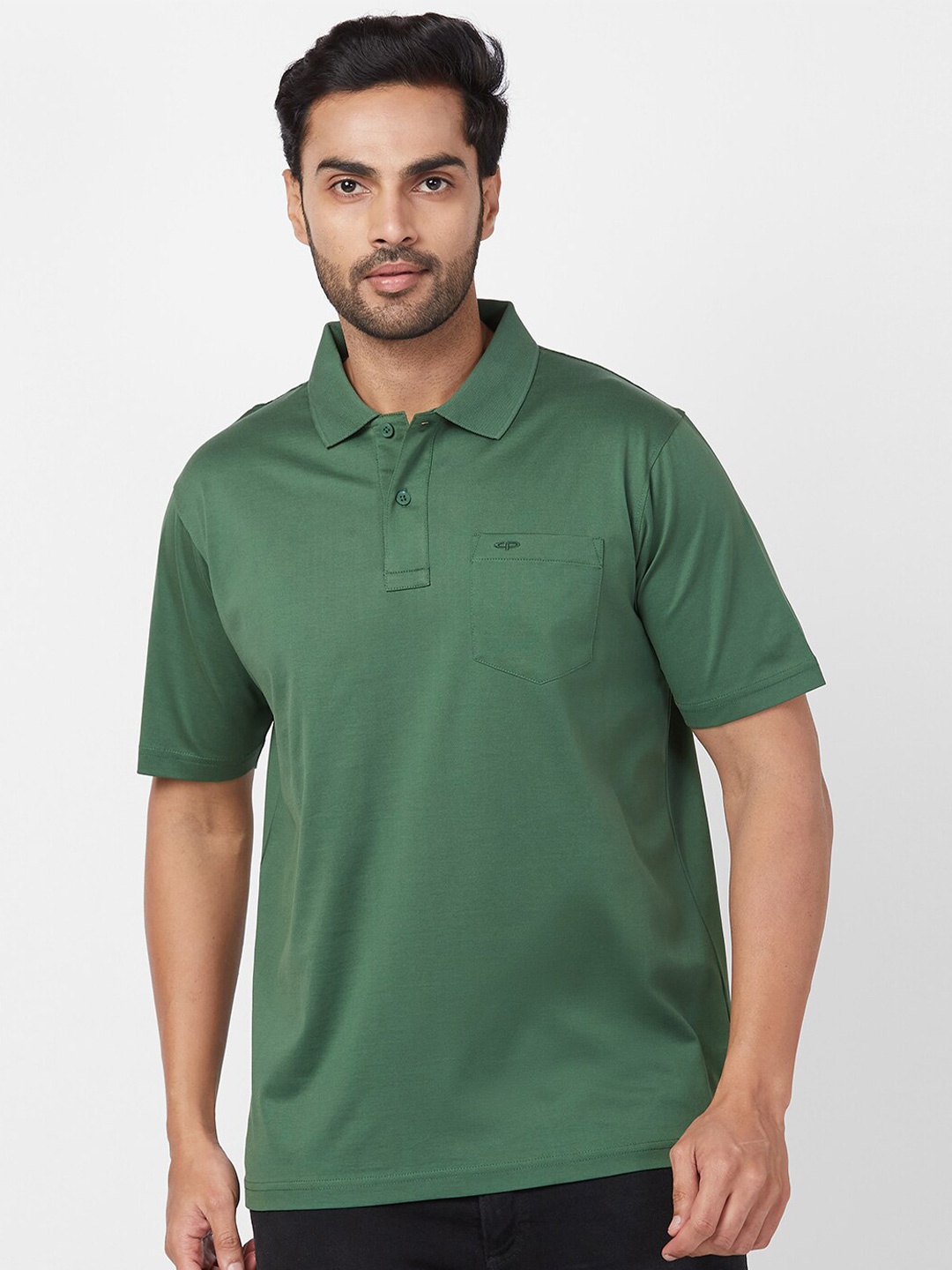 

ColorPlus Polo Collar Cotton T-shirt, Green