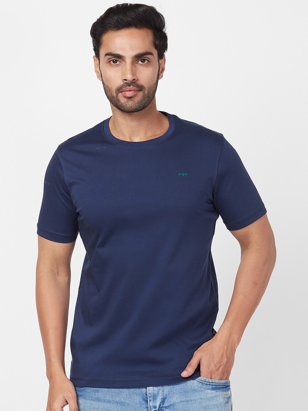 

ColorPlus Round Neck Cotton T-shirt, Navy blue