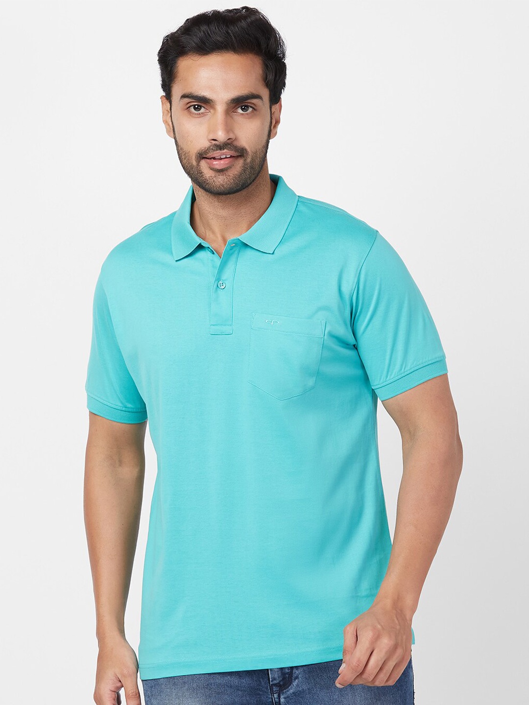 

ColorPlus Polo Collar Cotton T-shirt, Sea green