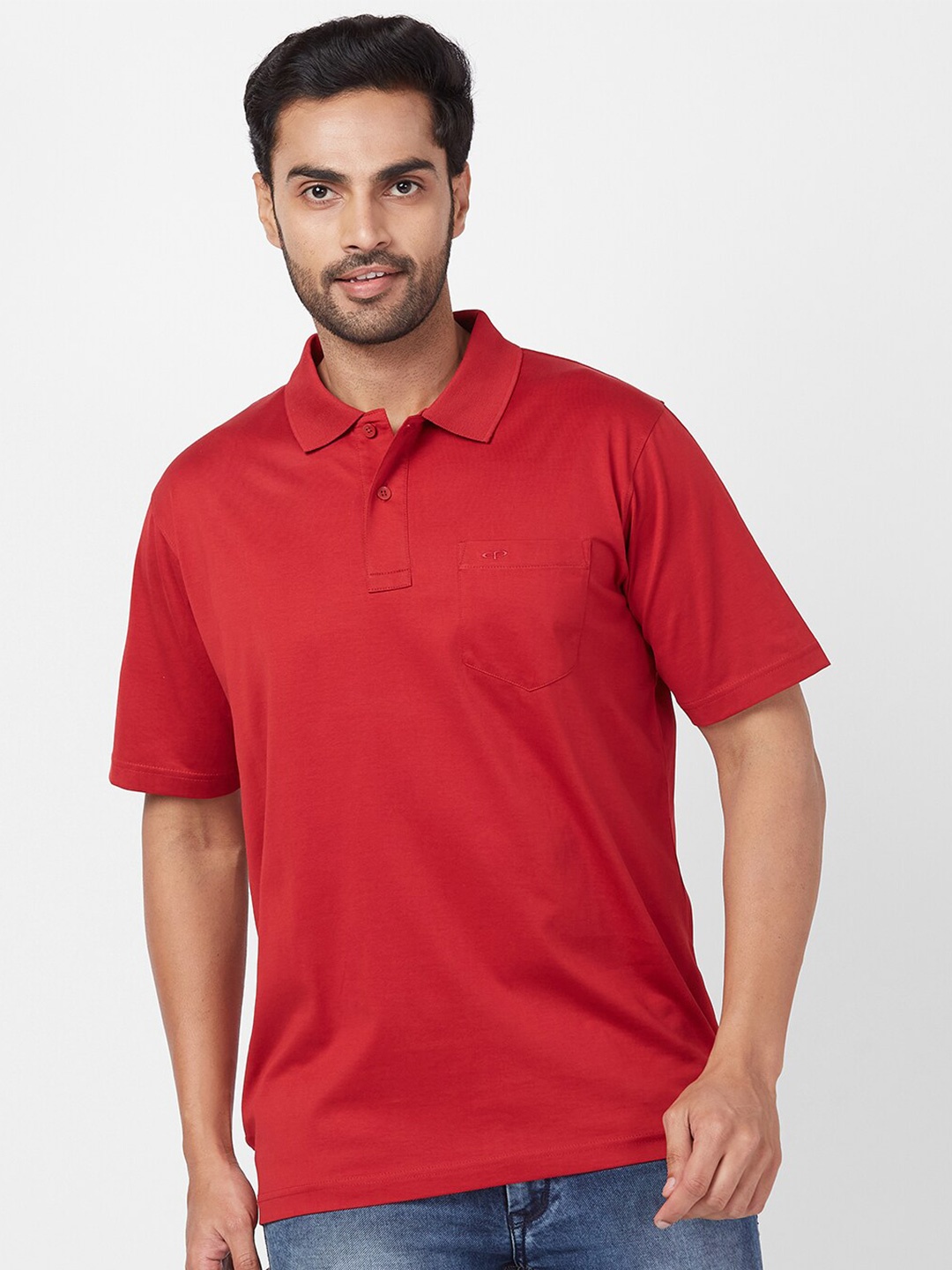 

ColorPlus Polo Collar Cotton T-shirt, Red