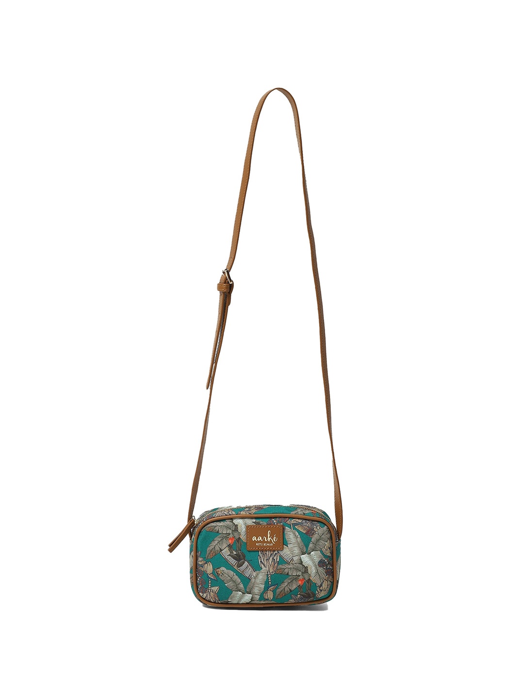 

aarke Ritu Kumar Floral Printed Structured Sling Bag, Green