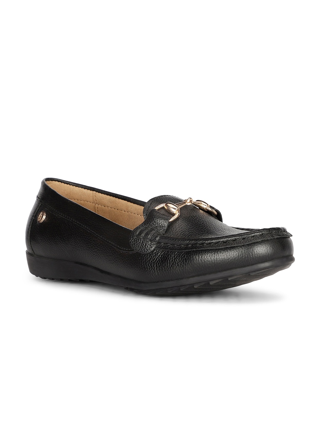 

Hush Puppies Women Textured Leather Horsebit Loafers, Black