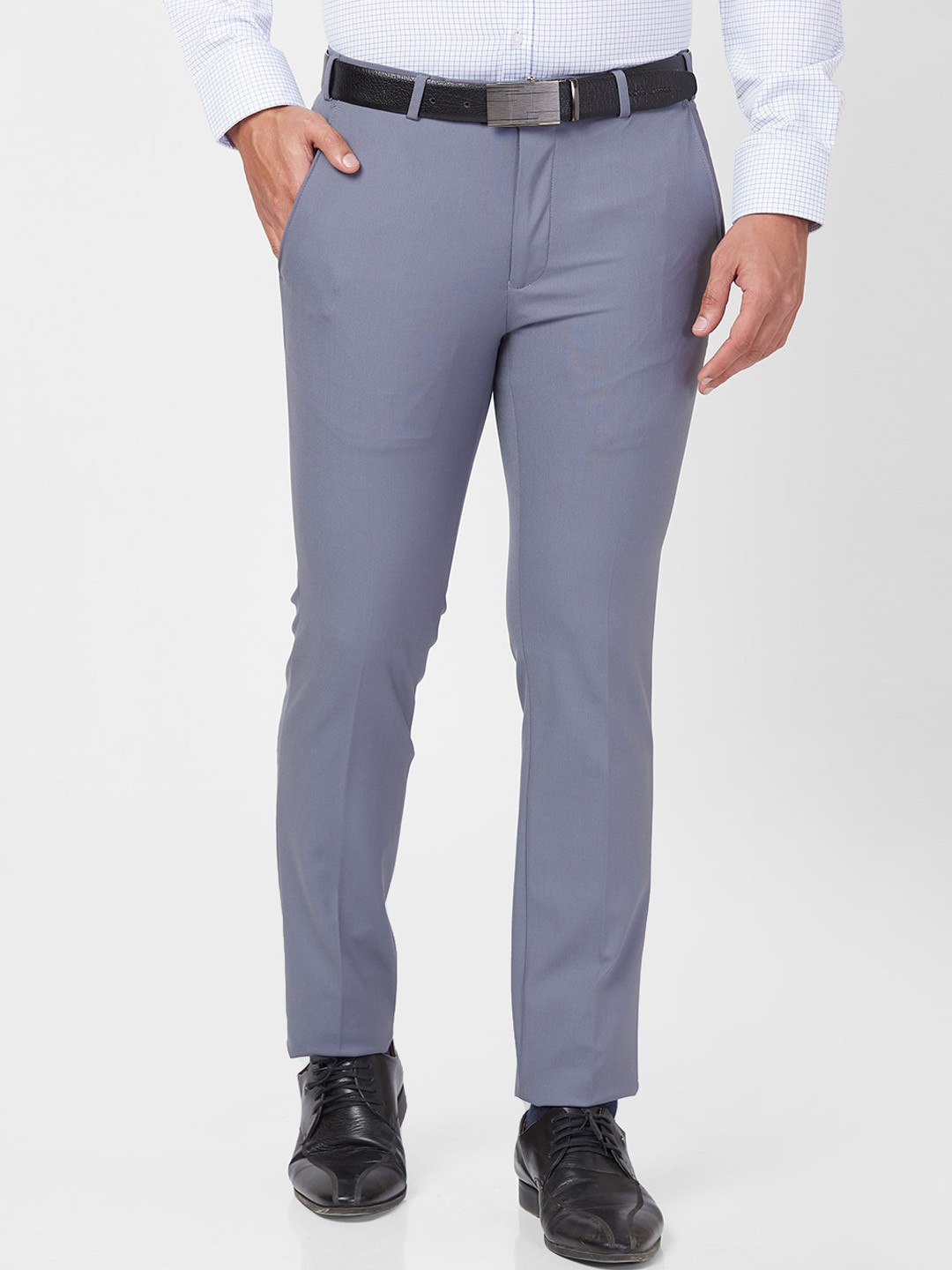 

Park Avenue Men Mid-Rise Slim Fit Trousers, Grey