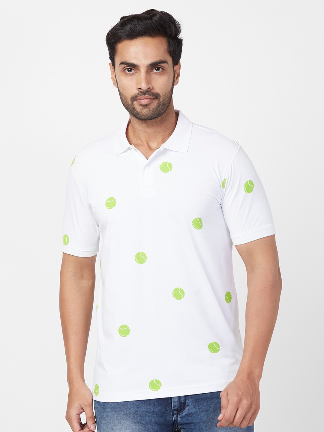 

Park Avenue Conversational Printed Polo Collar Slim Fit T-shirt, White