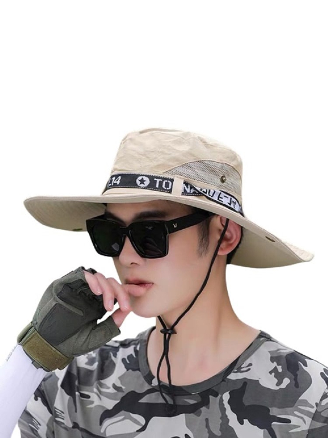 

Alexvyan Men Self Design Breathable Sun Hat, Beige