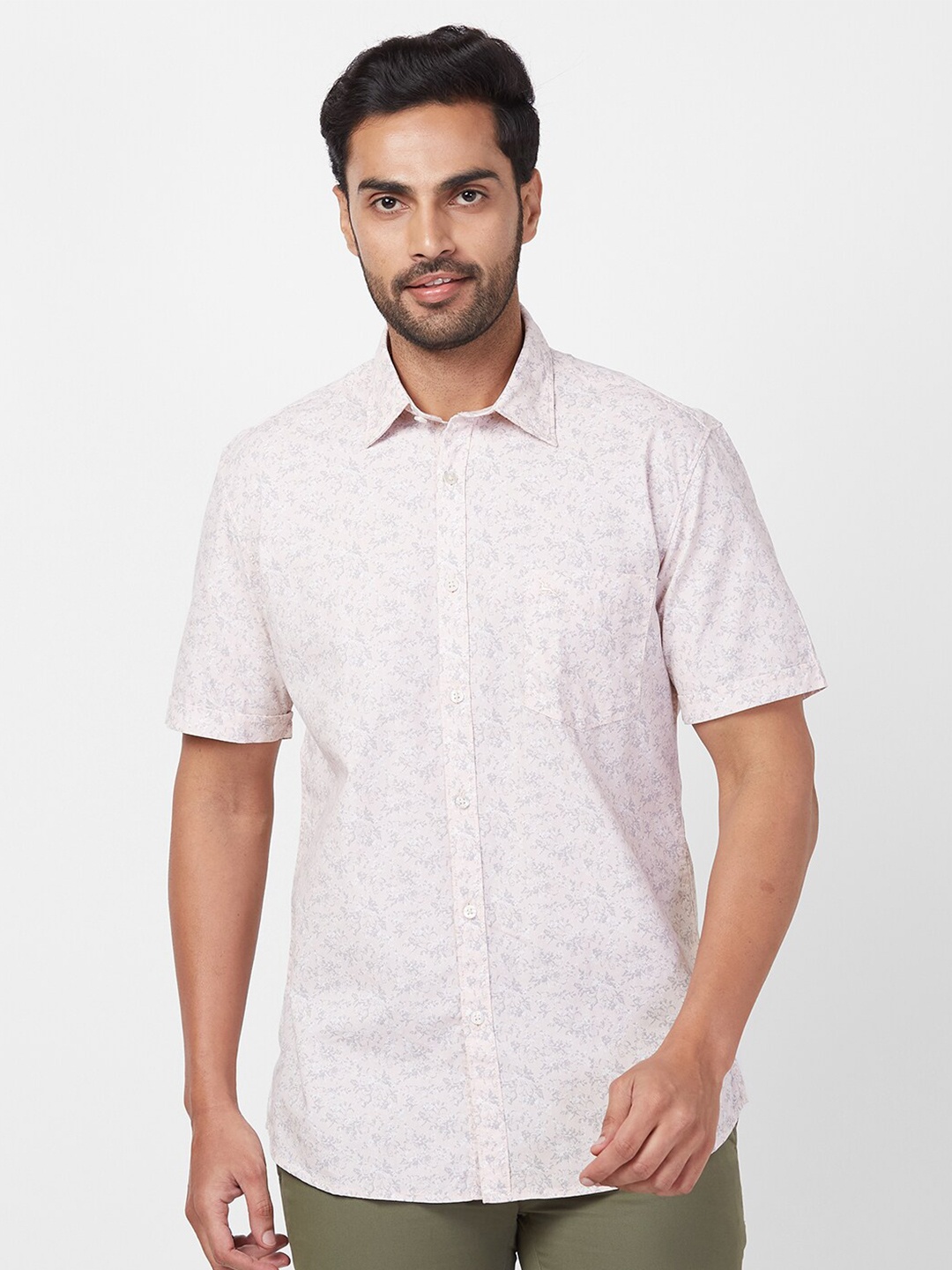 

Parx Slim Fit Floral Printed Cotton Casual Shirt, Pink