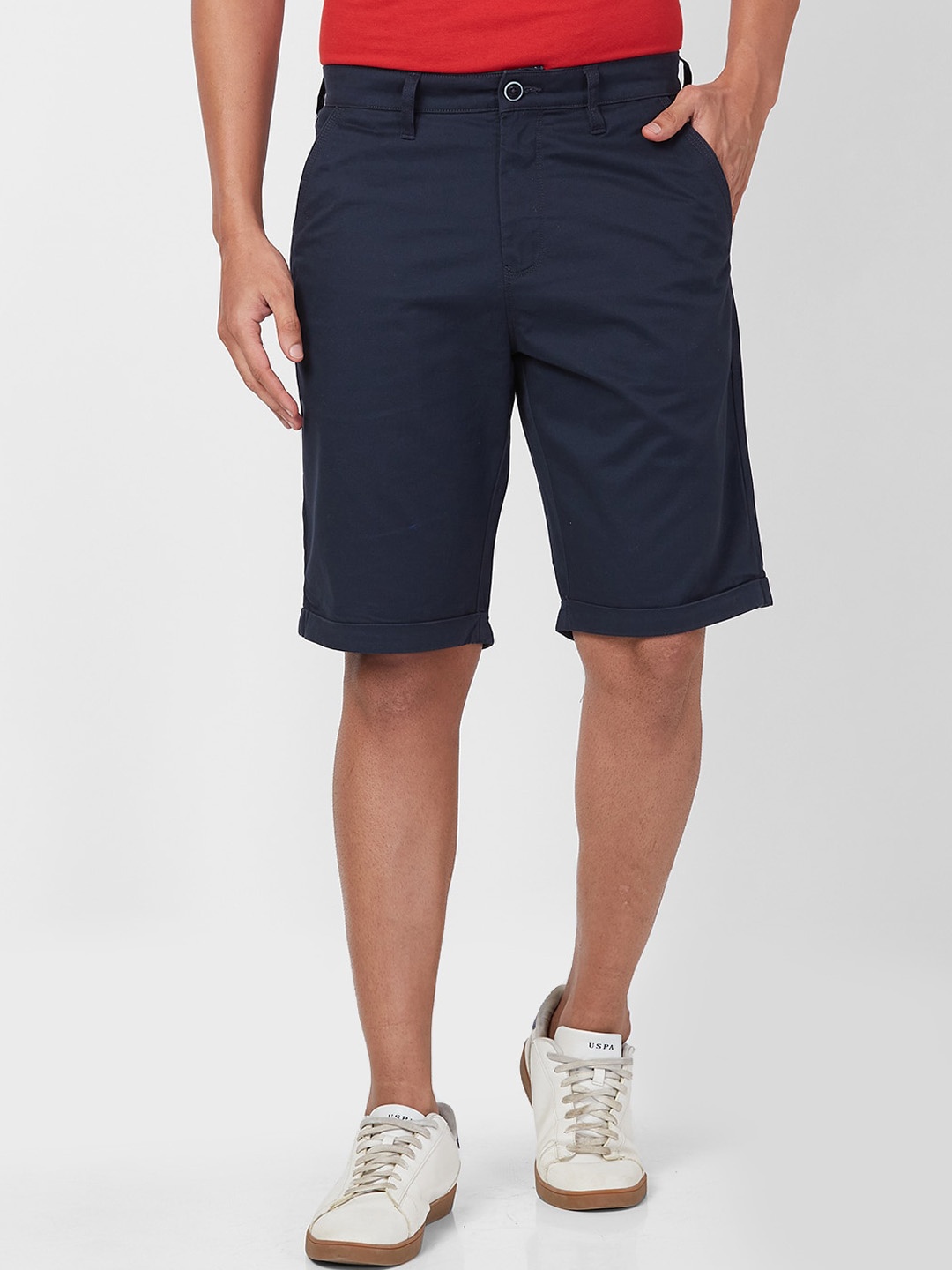 

Parx Men Mid-Rise Chino Shorts, Blue