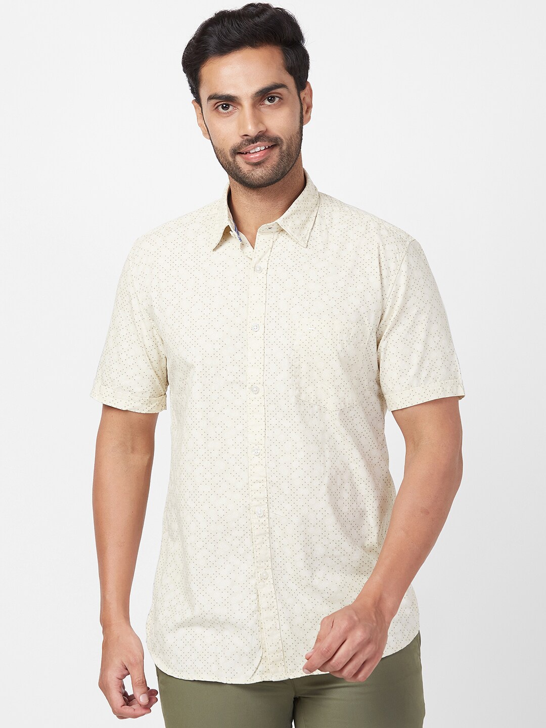 

Parx Slim Fit Geometric Printed Cotton Casual Shirt, Yellow