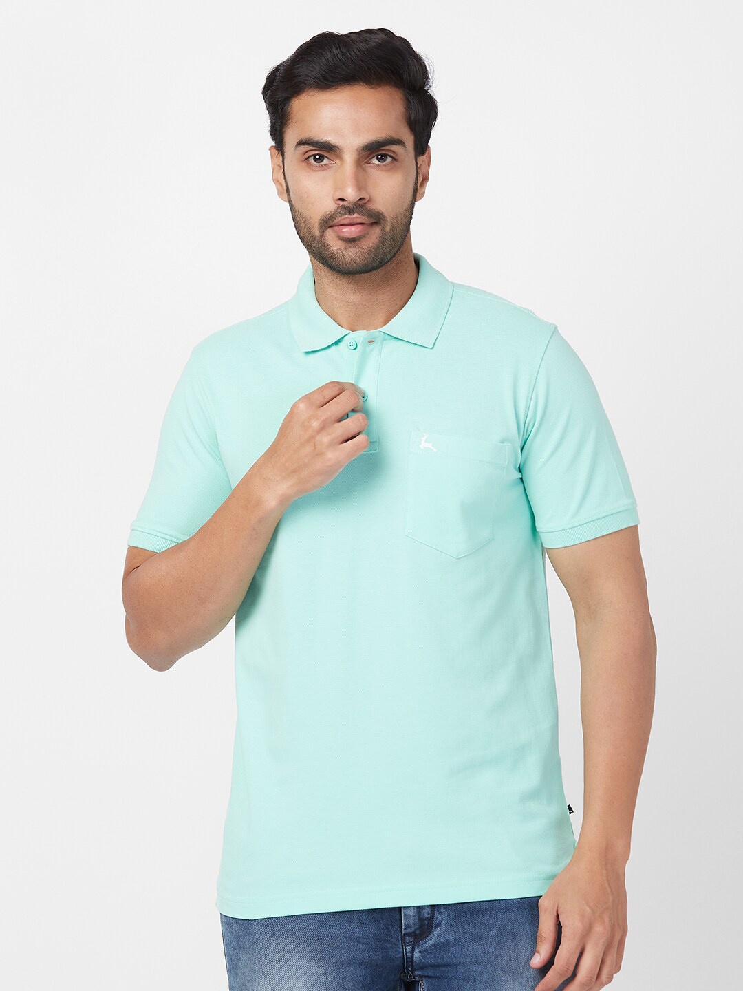 

Parx Polo Collar Regular Fit Cotton T-shirt, Green